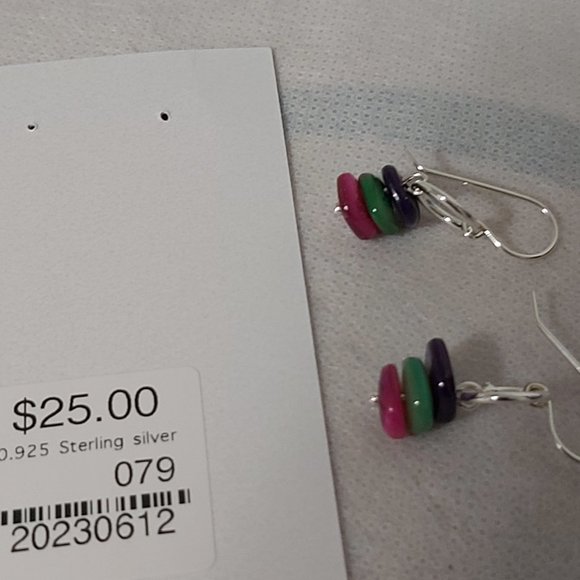 🇨🇦 2 For $25 Artisan #2 Layered Multi coloured beads sterling silver earrings - Picture 3 of 4